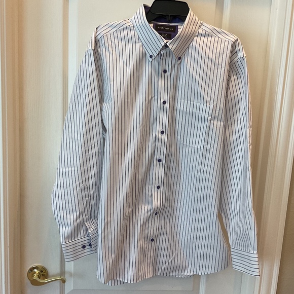Paul Fredrick Slim Fit Purple and White Striped Shirt - Picture 1 of 4